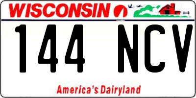 WI license plate 144NCV