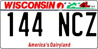 WI license plate 144NCZ
