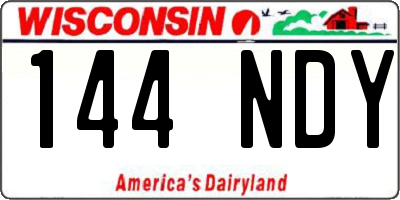 WI license plate 144NDY
