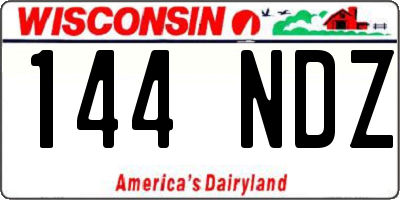 WI license plate 144NDZ