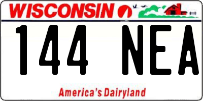 WI license plate 144NEA