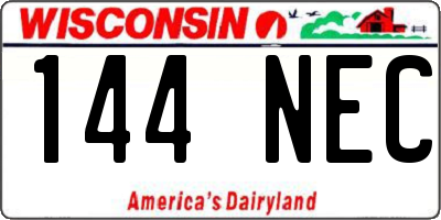 WI license plate 144NEC