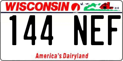 WI license plate 144NEF