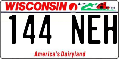 WI license plate 144NEH