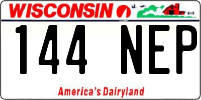 WI license plate 144NEP