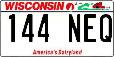 WI license plate 144NEQ