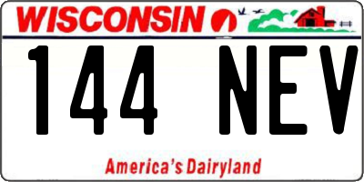 WI license plate 144NEV