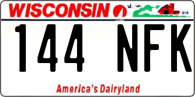 WI license plate 144NFK
