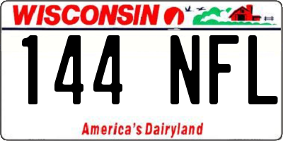 WI license plate 144NFL