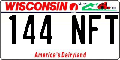 WI license plate 144NFT