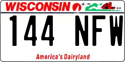 WI license plate 144NFW