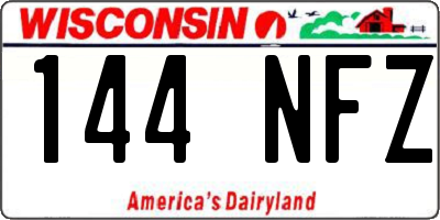 WI license plate 144NFZ