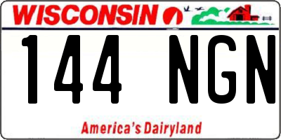 WI license plate 144NGN