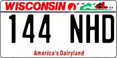 WI license plate 144NHD