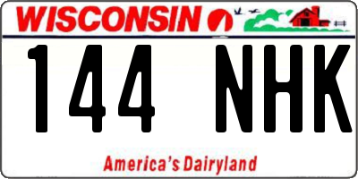 WI license plate 144NHK