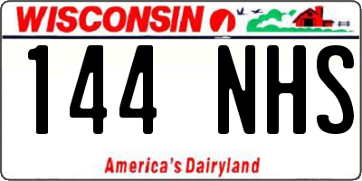 WI license plate 144NHS