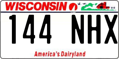 WI license plate 144NHX