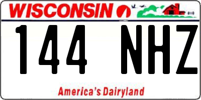 WI license plate 144NHZ