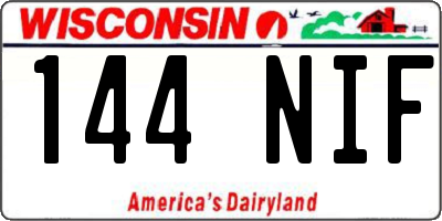 WI license plate 144NIF
