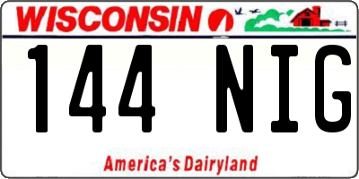 WI license plate 144NIG