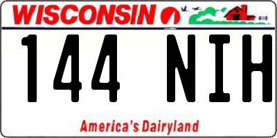 WI license plate 144NIH