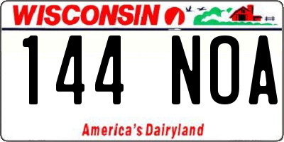 WI license plate 144NOA