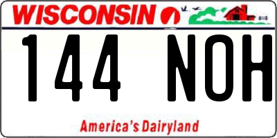 WI license plate 144NOH