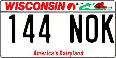 WI license plate 144NOK