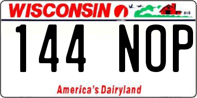 WI license plate 144NOP