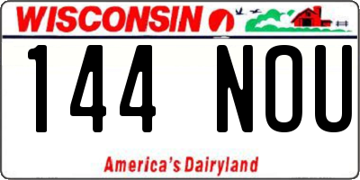 WI license plate 144NOU