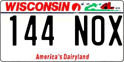 WI license plate 144NOX