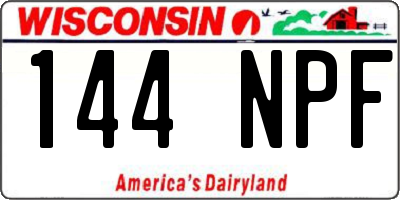WI license plate 144NPF