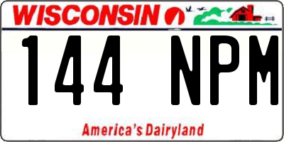 WI license plate 144NPM