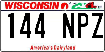 WI license plate 144NPZ