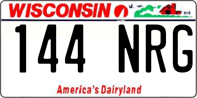 WI license plate 144NRG