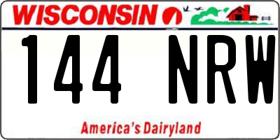 WI license plate 144NRW