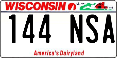 WI license plate 144NSA