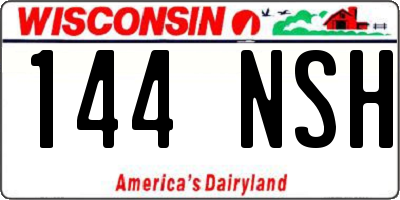 WI license plate 144NSH