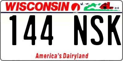 WI license plate 144NSK
