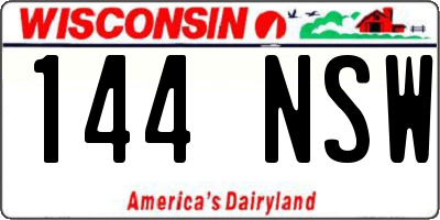 WI license plate 144NSW