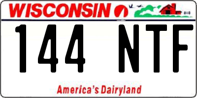 WI license plate 144NTF