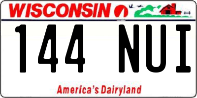 WI license plate 144NUI