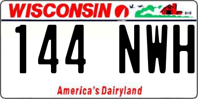 WI license plate 144NWH