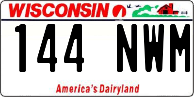 WI license plate 144NWM