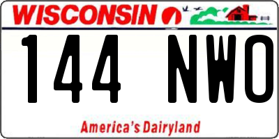 WI license plate 144NWO