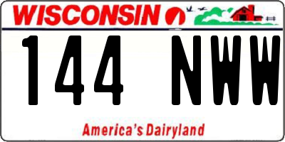 WI license plate 144NWW