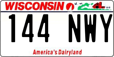 WI license plate 144NWY