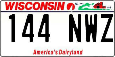 WI license plate 144NWZ