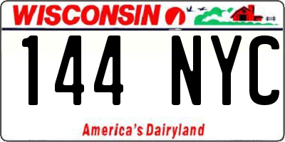 WI license plate 144NYC