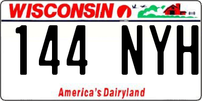 WI license plate 144NYH